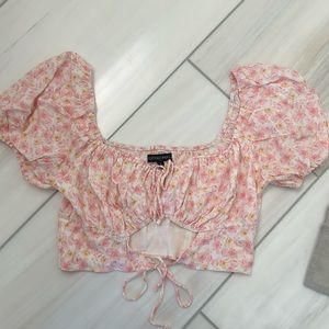 Floral pink top, brand - Cotton Candy LA, size S